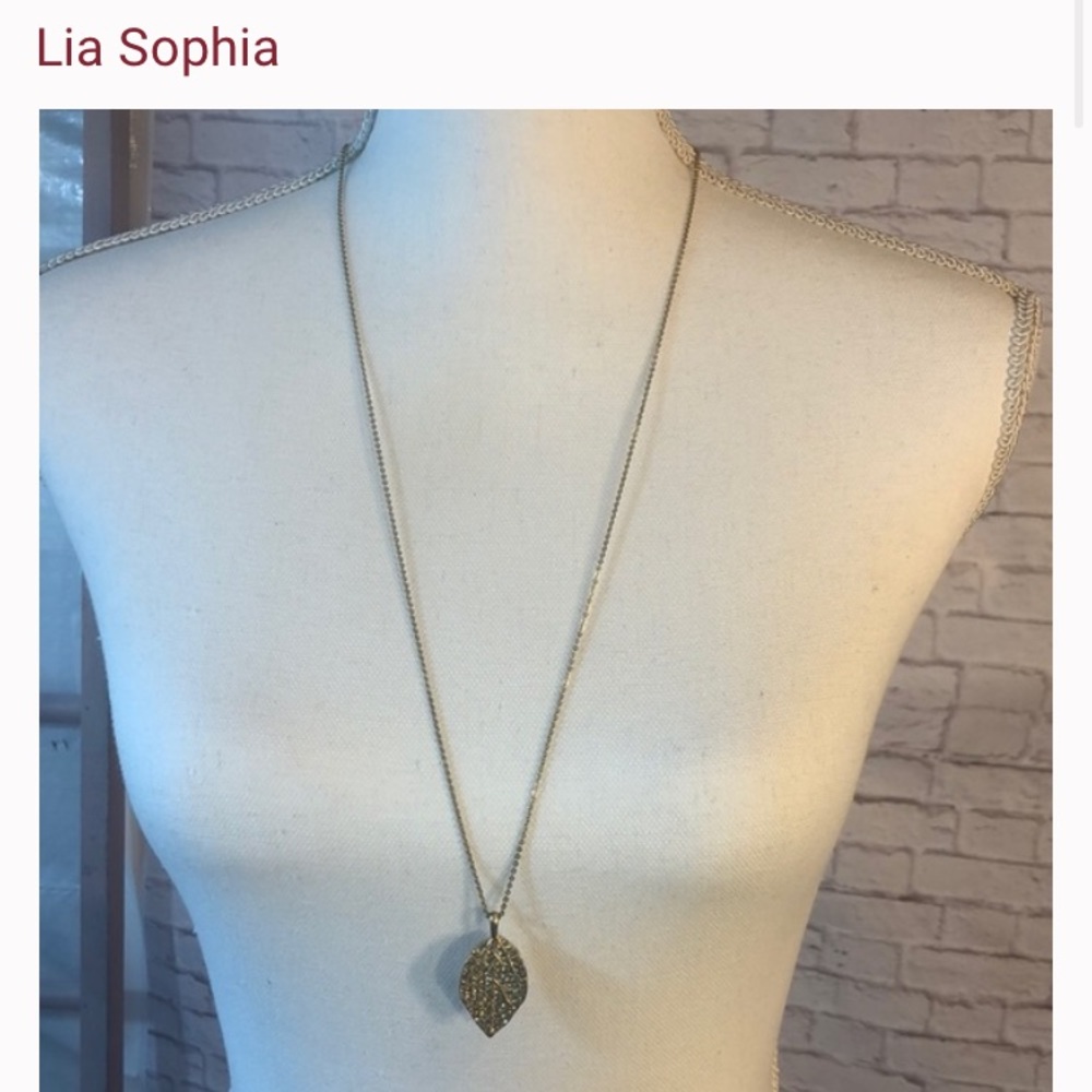 Lia Sophia Leaf Rhinestone Necklace
